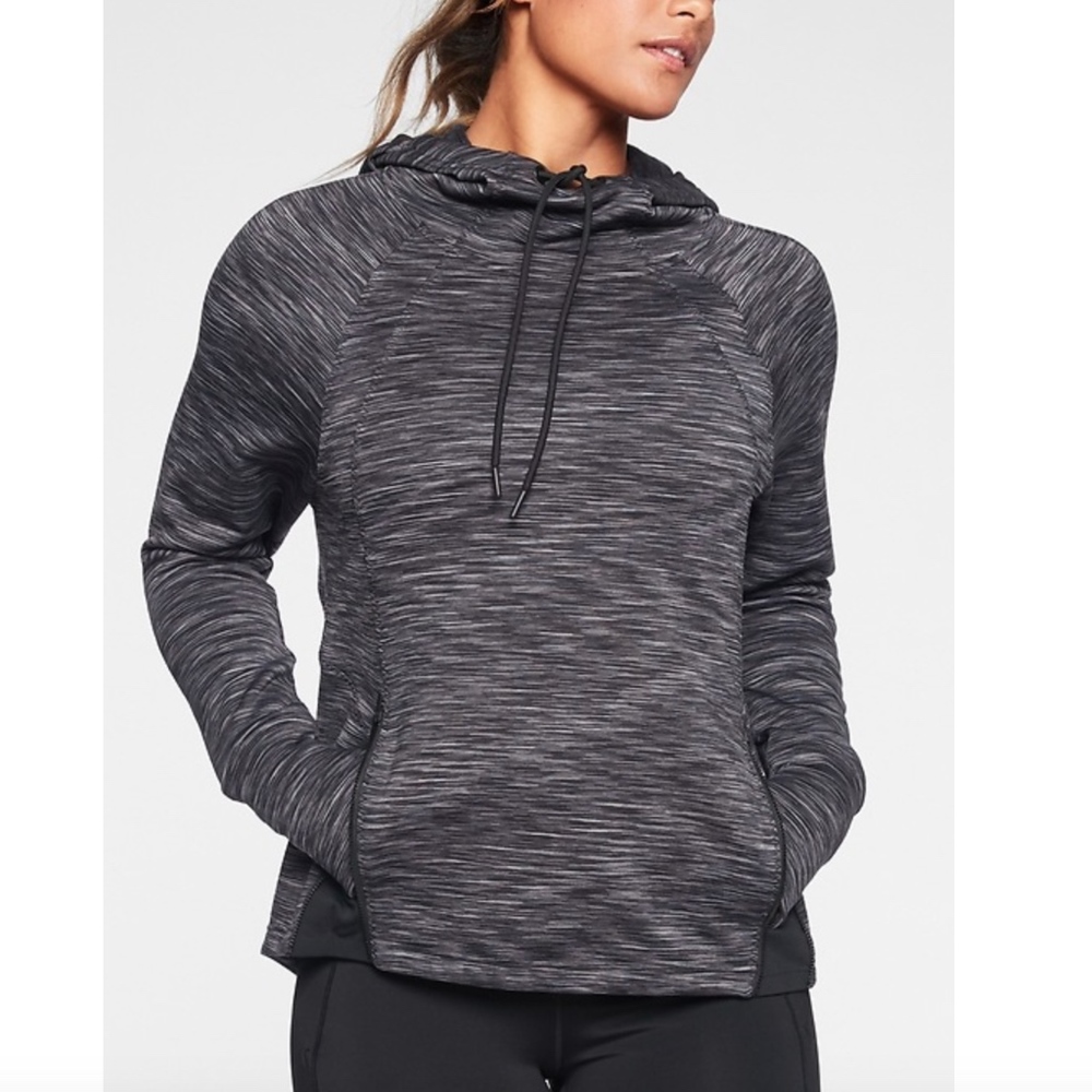 Athleta Spacedye Hoodie Black Gray Pullover